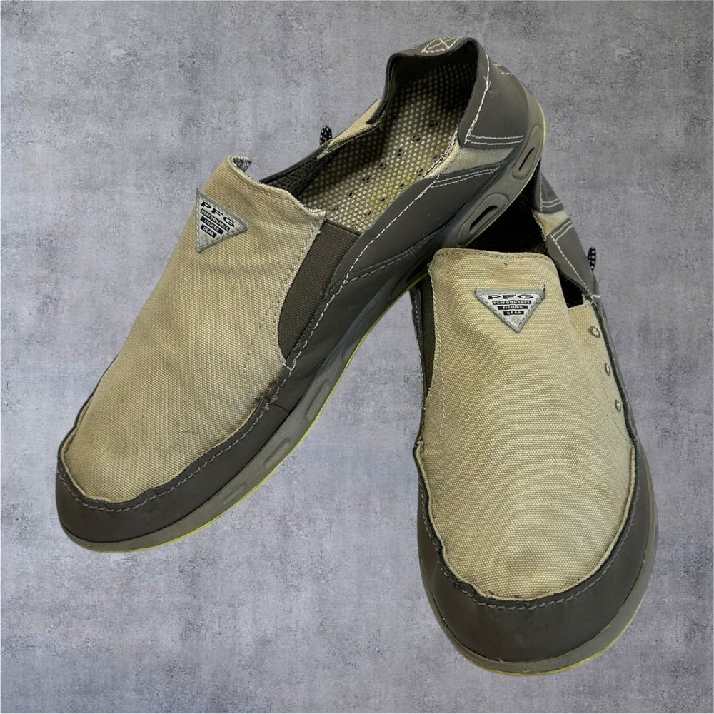Columbia PFG Bahama Vent Mens 11 Tan Brown Slip On Boat Shoes BM4677-005